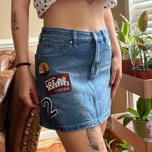 Denim patch skirt